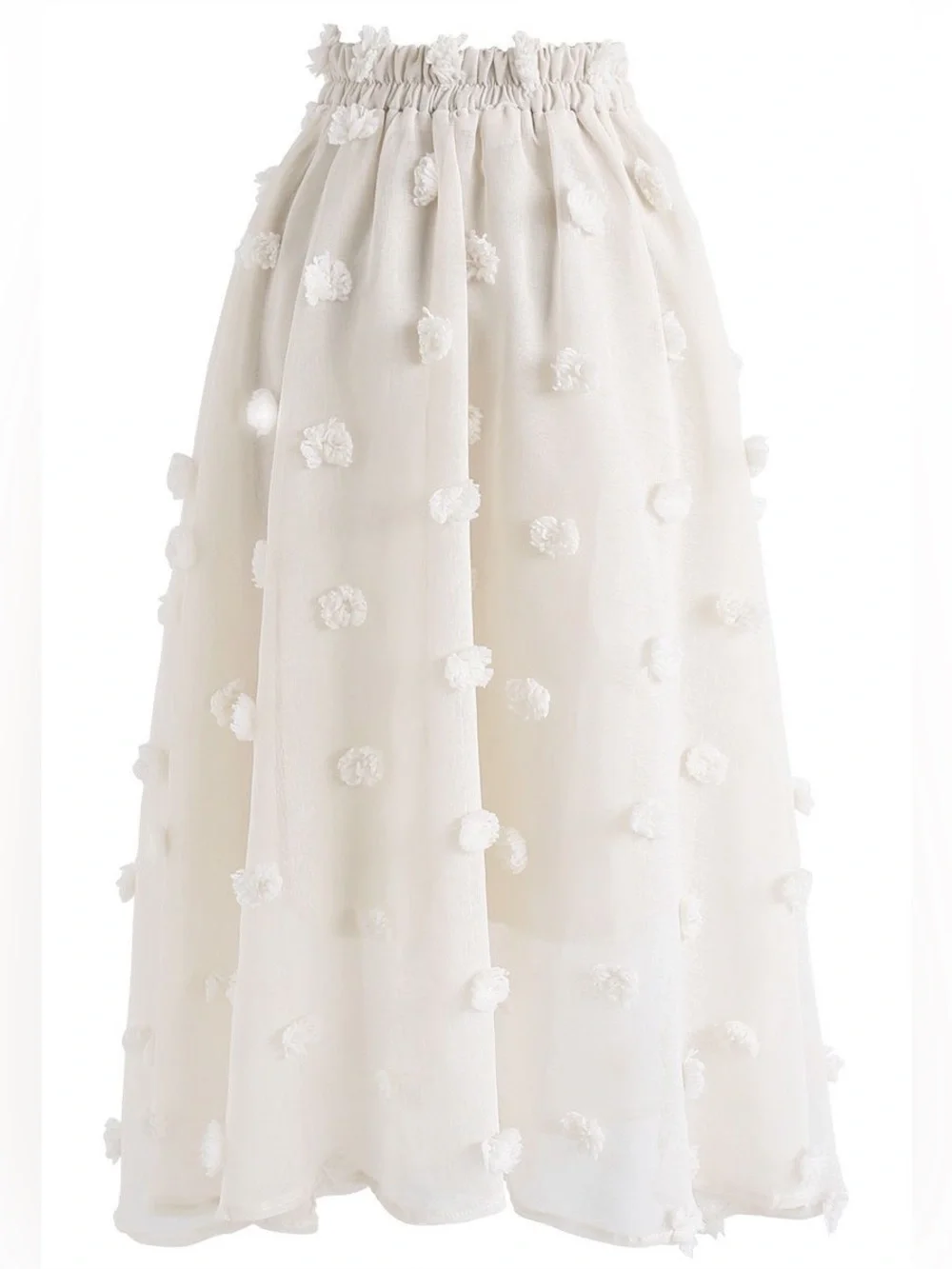 Chicwish Cream Midi Skirt with 3D Floral Detail BRAND NEW WITHOUT TAG